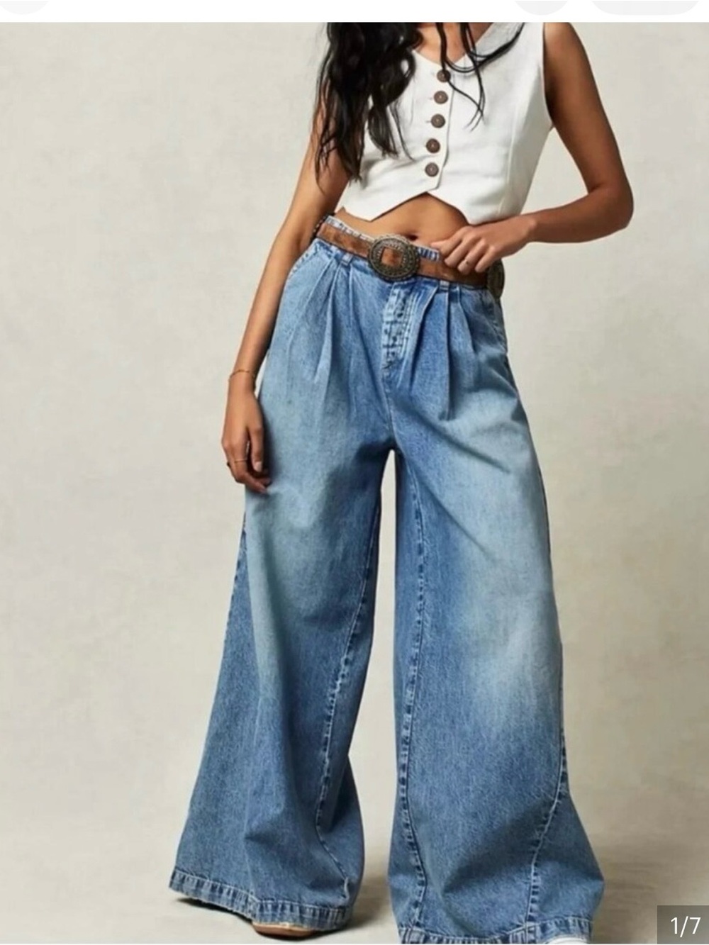We The Free Equinox Denim Trouser Jeans 27 High Rise Wide Leg - 100% Cotton